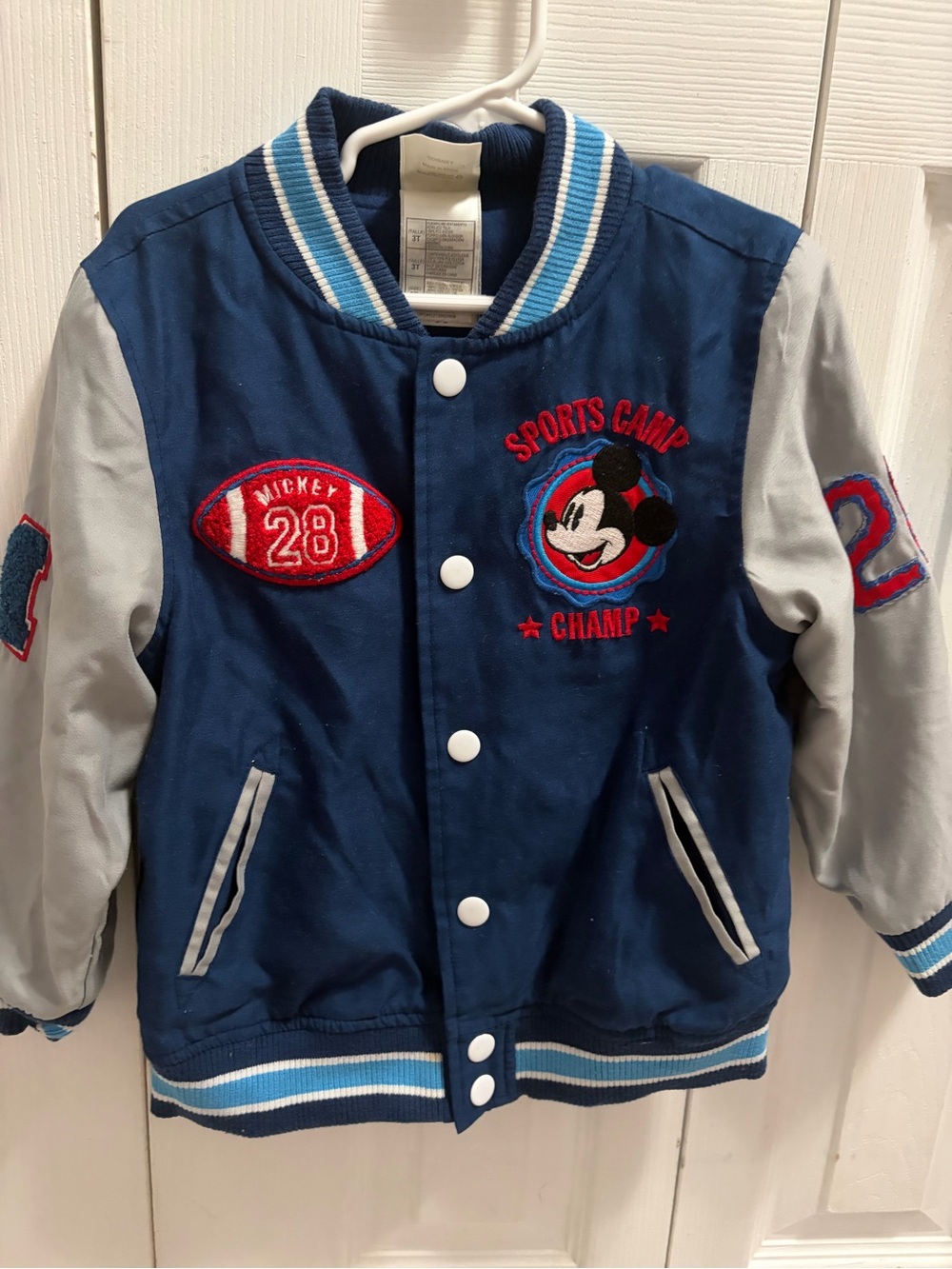 Disney Navy & Light Gray Mickey Sports Camp Puffer Jacket